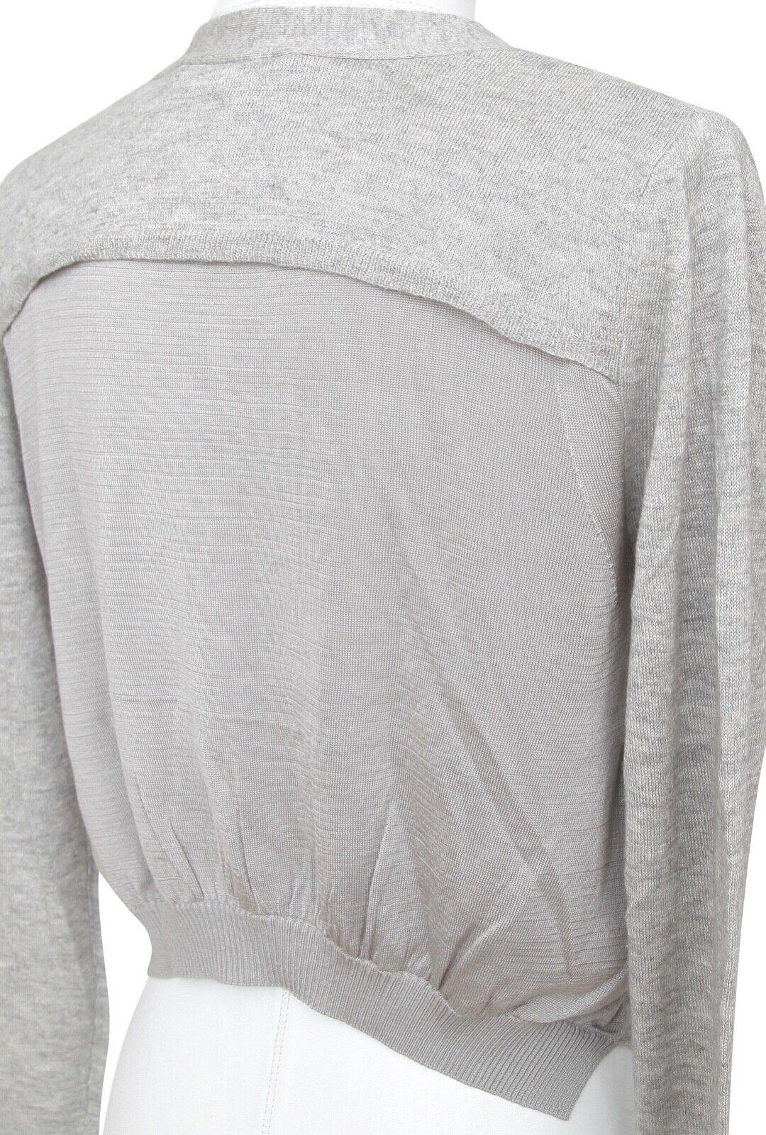 3.1 PHILLIP LIM Cardigan Sweater Knit Grey V-Neck Long Sleeve Silk Cashmere M For Sale 1