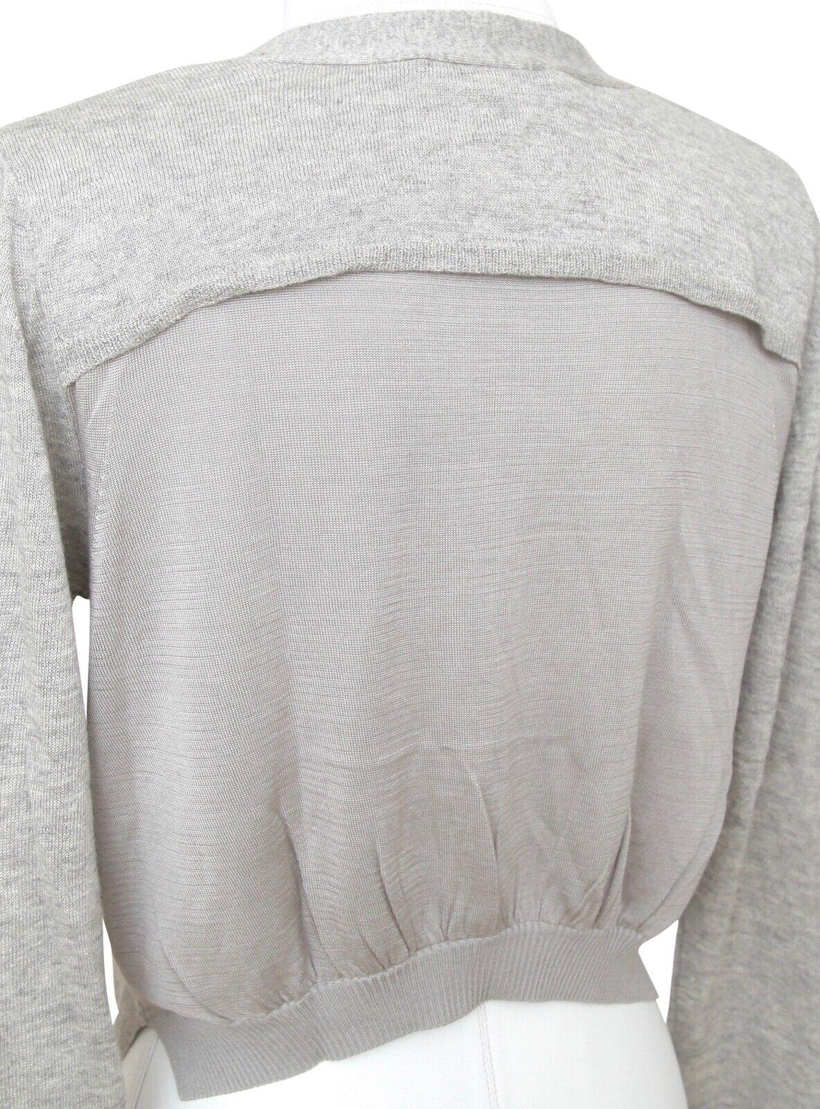 3.1 PHILLIP LIM Cardigan Sweater Knit Grey V-Neck Long Sleeve Silk Cashmere M For Sale 2