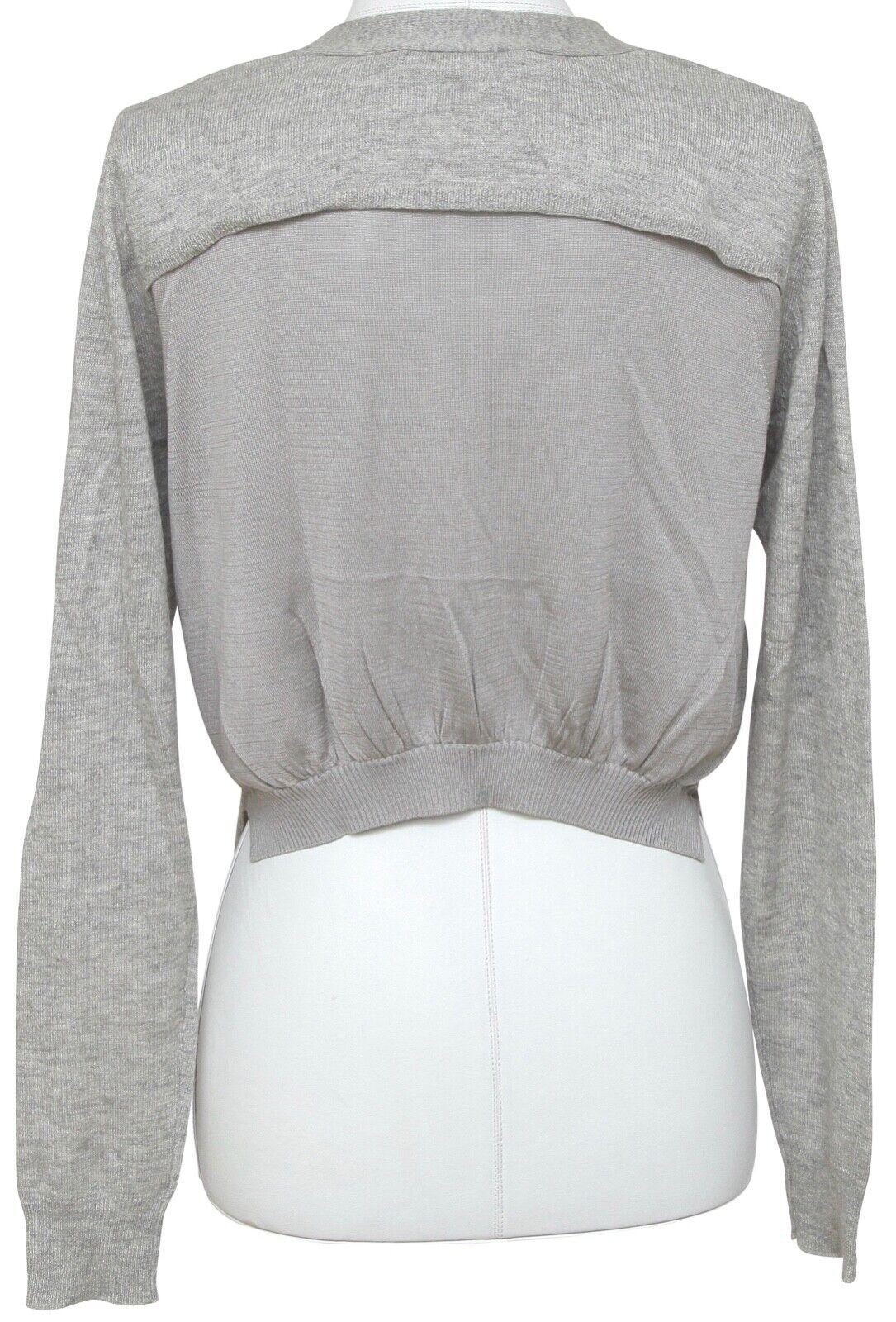 3.1 PHILLIP LIM Cardigan Sweater Knit Grey V-Neck Long Sleeve Silk Cashmere M For Sale 3