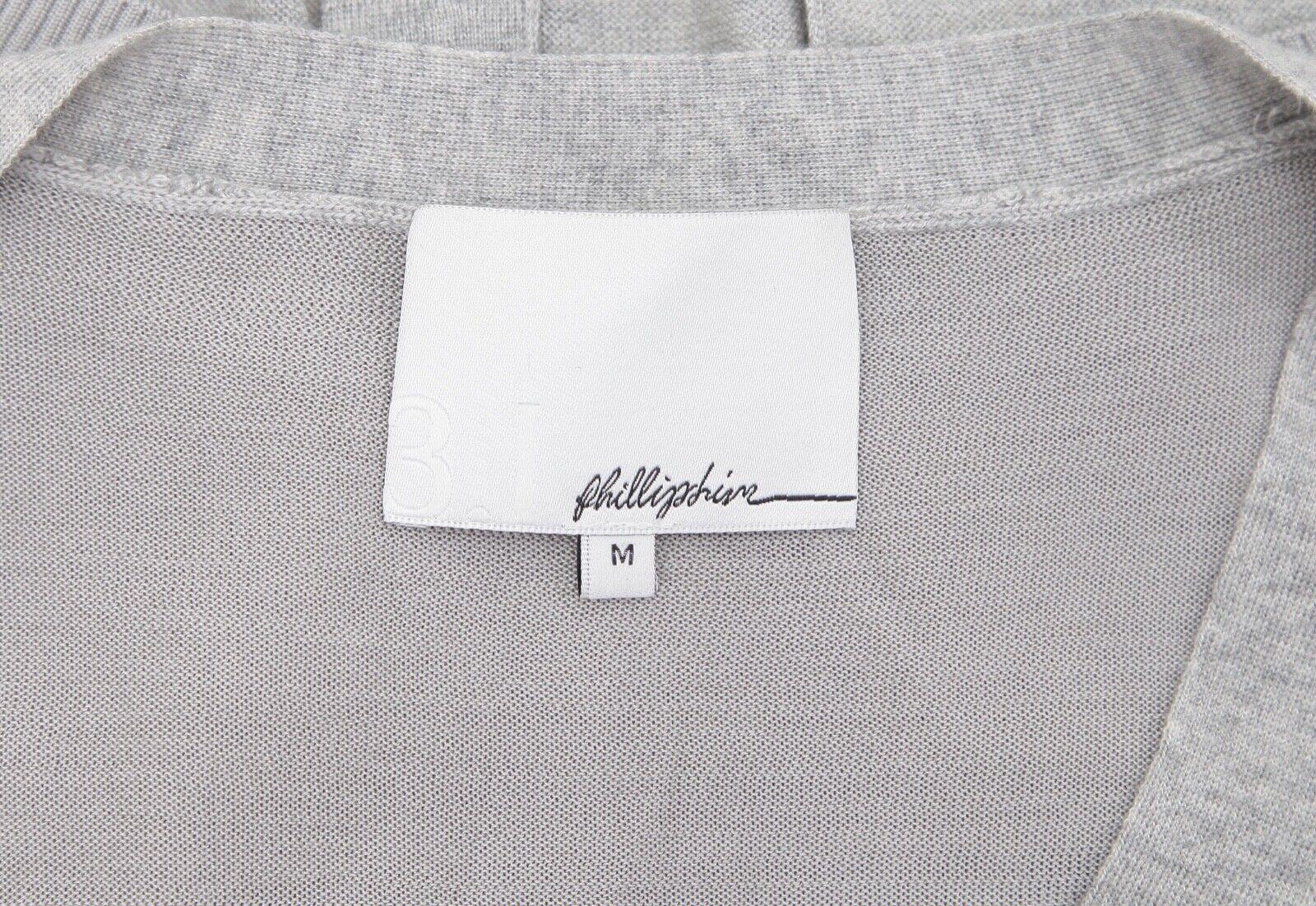 3.1 PHILLIP LIM Cardigan Sweater Knit Grey V-Neck Long Sleeve Silk Cashmere M For Sale 4