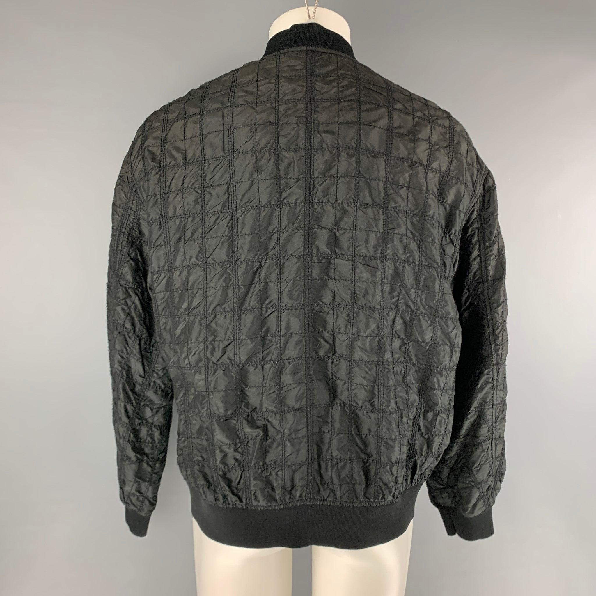 3.1 PHILLIP LIM Chest Size M Black Quilted Silk Windbreaker Jacket In Good Condition For Sale In San Francisco, CA