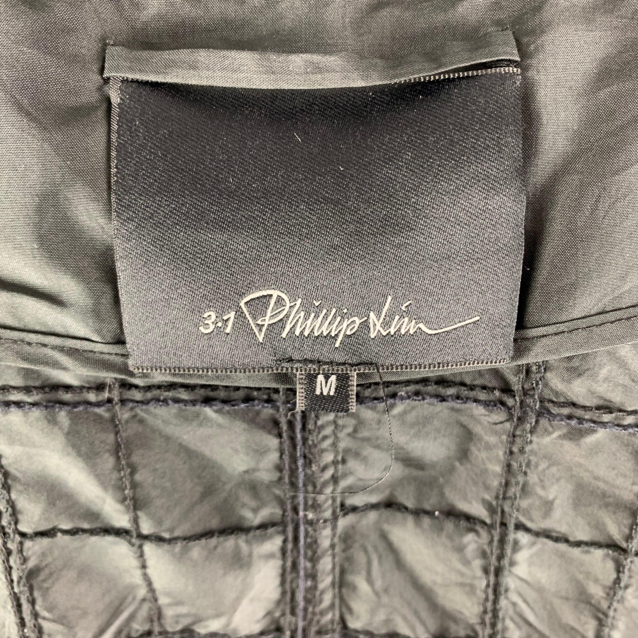 Men's 3.1 PHILLIP LIM Chest Size M Black Quilted Silk Windbreaker Jacket For Sale
