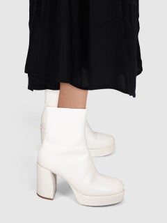 3.1 Phillip Lim Cream Leather Naomi Zip Boots Size IT 37