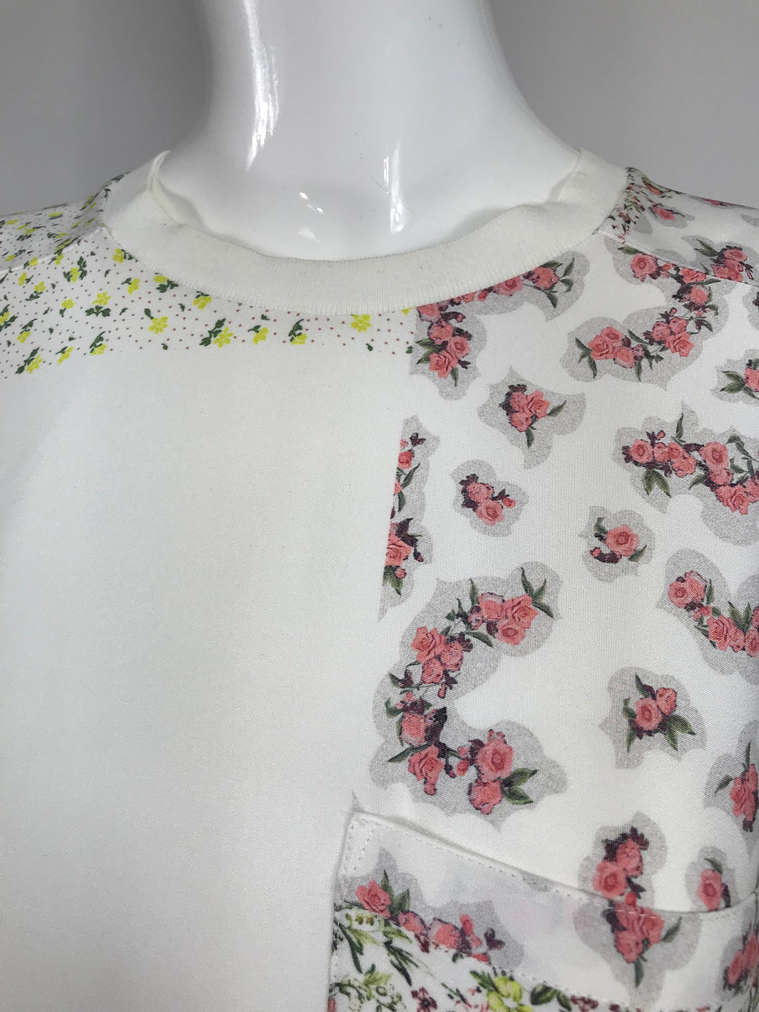 3.1 Phillip Lim Cream Patchwork Mini Floral Print Silk Dress 4