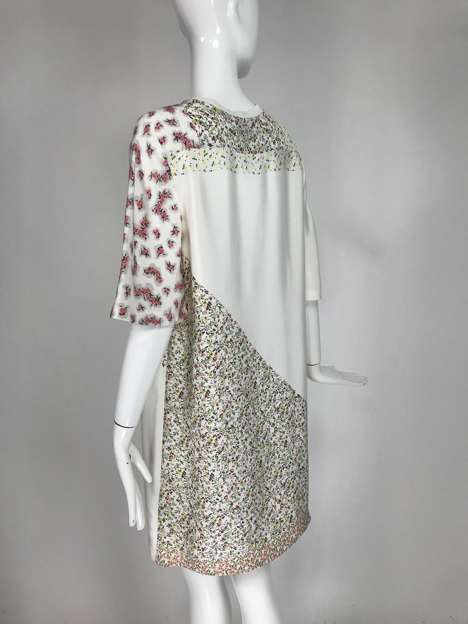 Gray 3.1 Phillip Lim Cream Patchwork Mini Floral Print Silk Dress