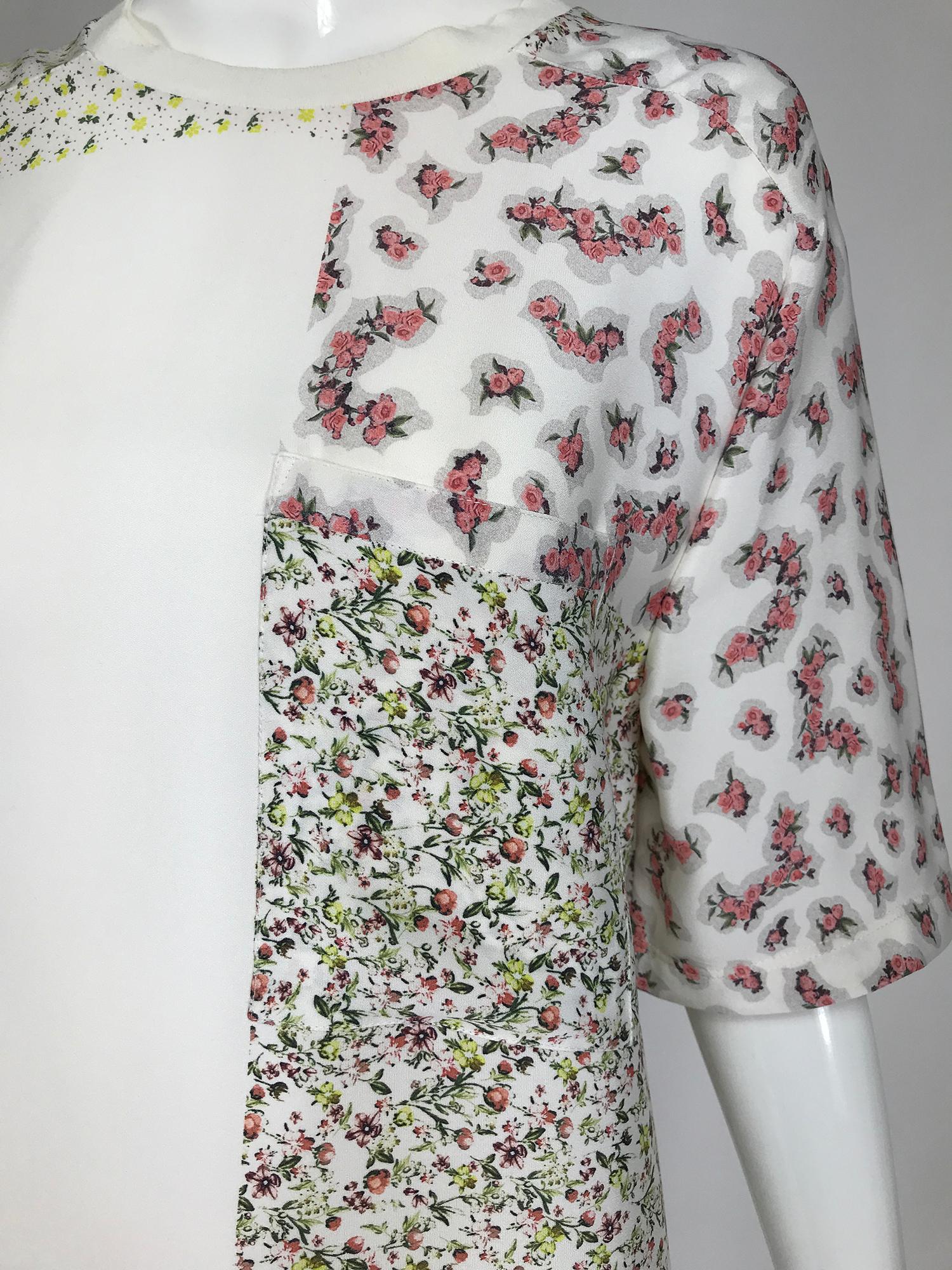 3.1 Phillip Lim Cream Patchwork Mini Floral Print Silk Dress 3
