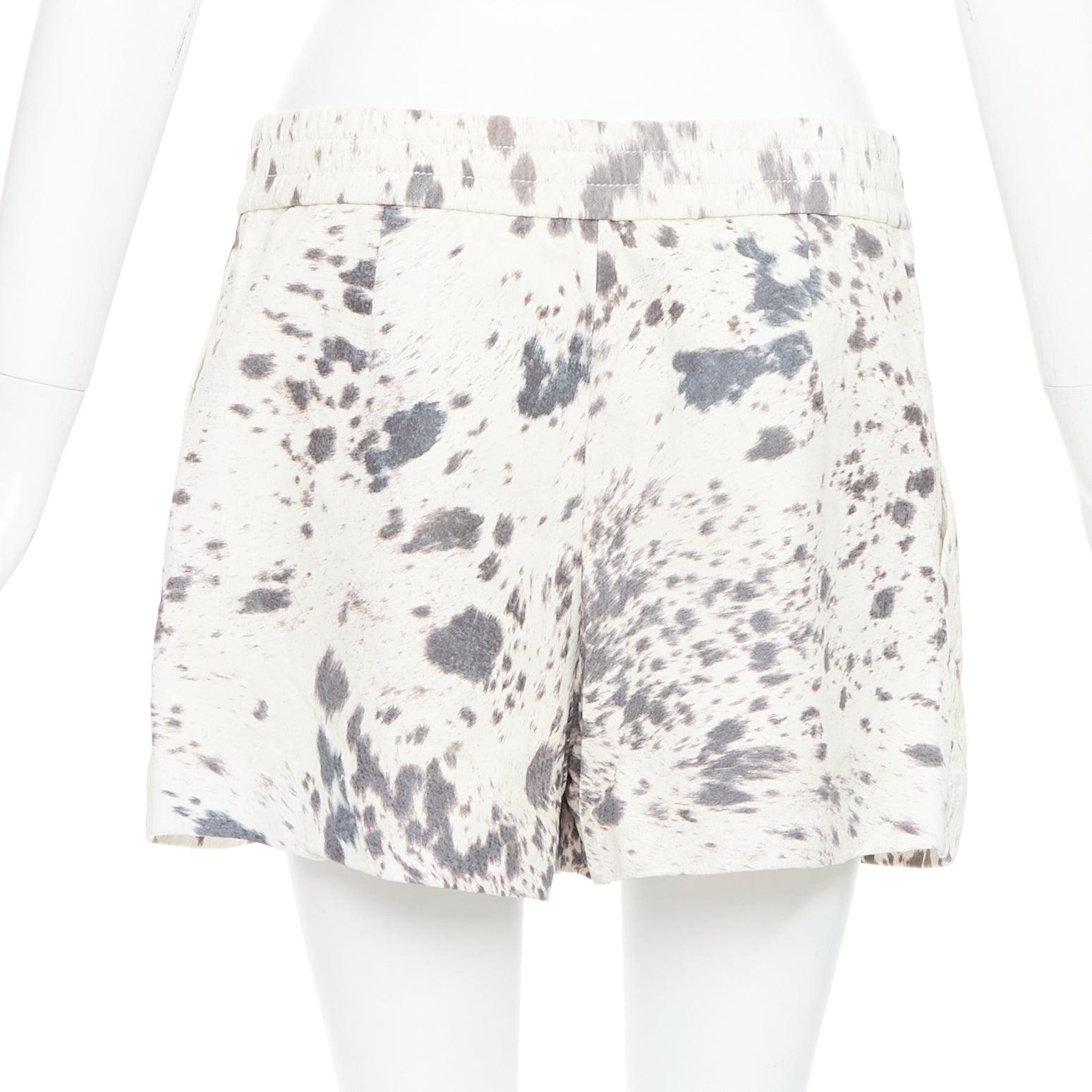 Women's 3.1 PHILLIP LIM cream pig leather cow print silk lined shorts US2 S For Sale