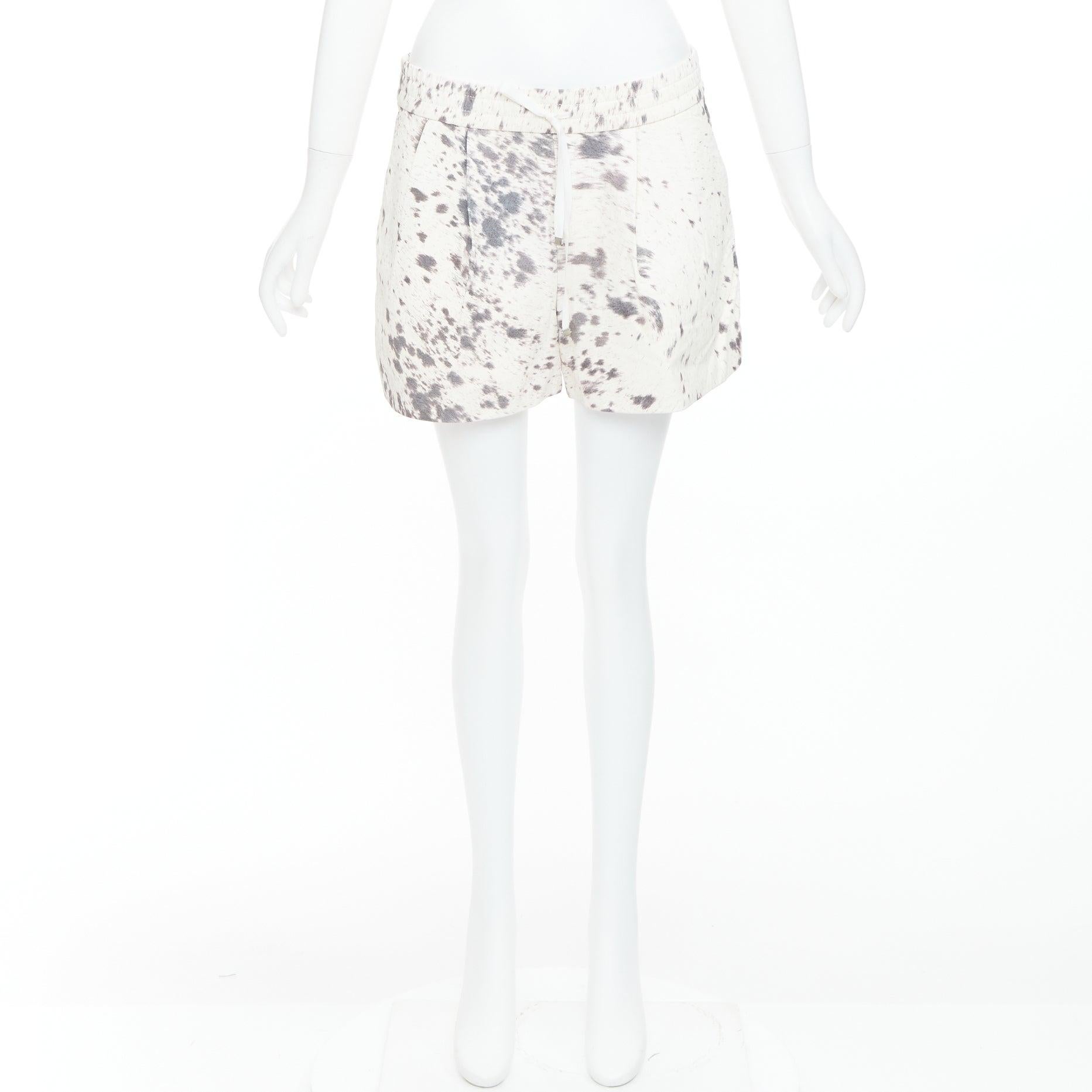 3.1 PHILLIP LIM cream pig leather cow print silk lined shorts US2 S For Sale 4
