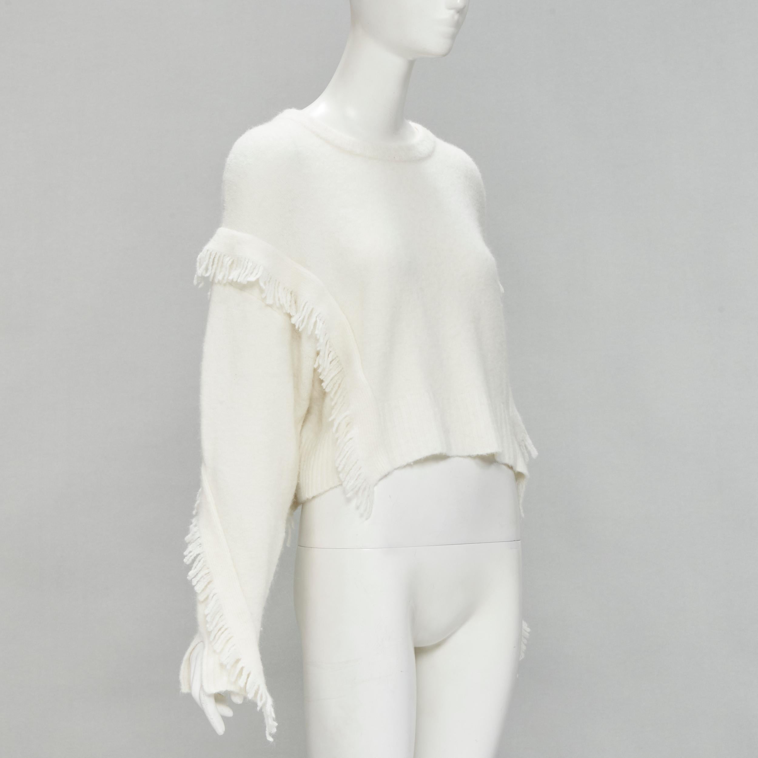 3.1 PHILLIP LIM cream soft alpaca wool blend fringe trim sweater XS In Excellent Condition In Hong Kong, NT