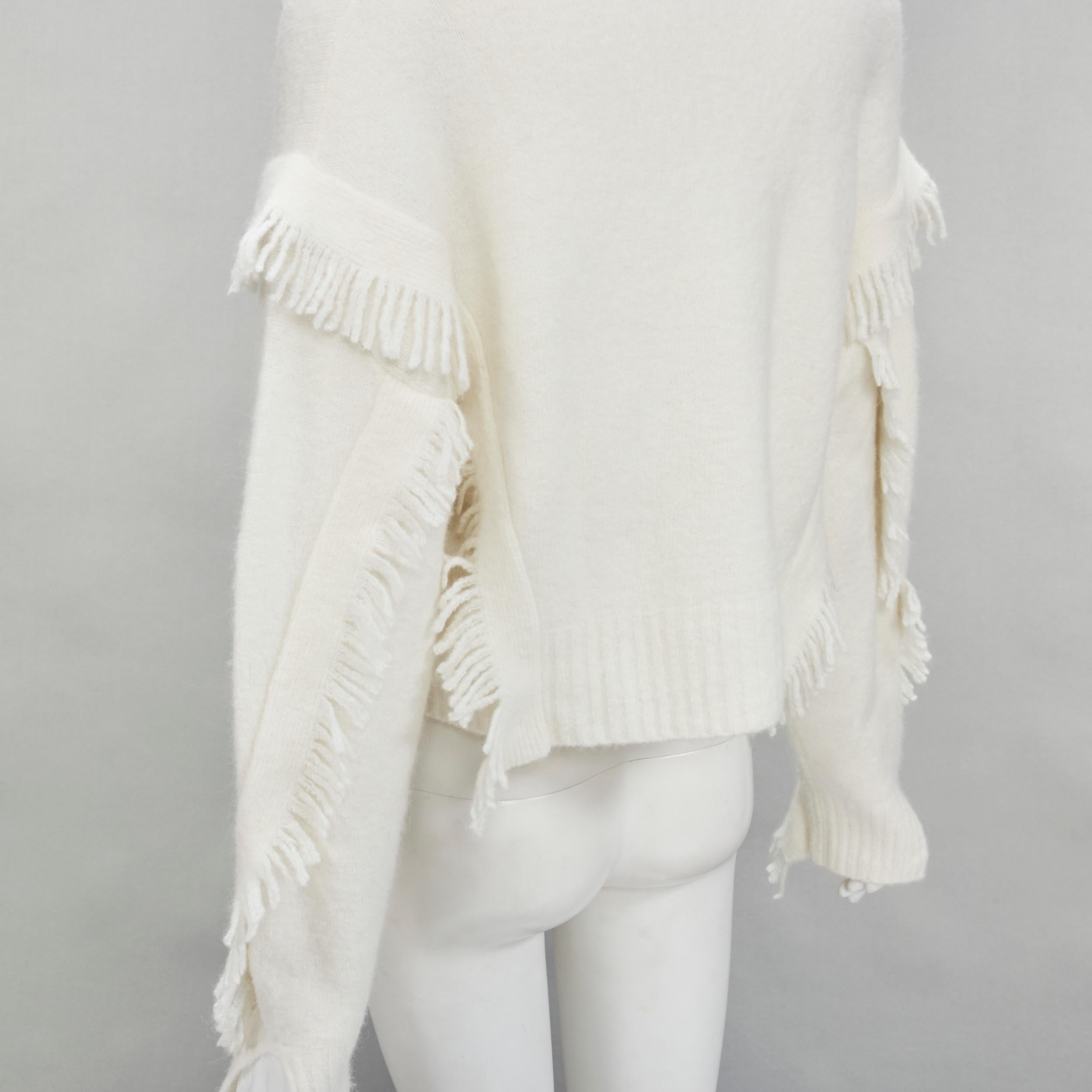 3.1 PHILLIP LIM cream soft alpaca wool blend fringe trim sweater XS 3