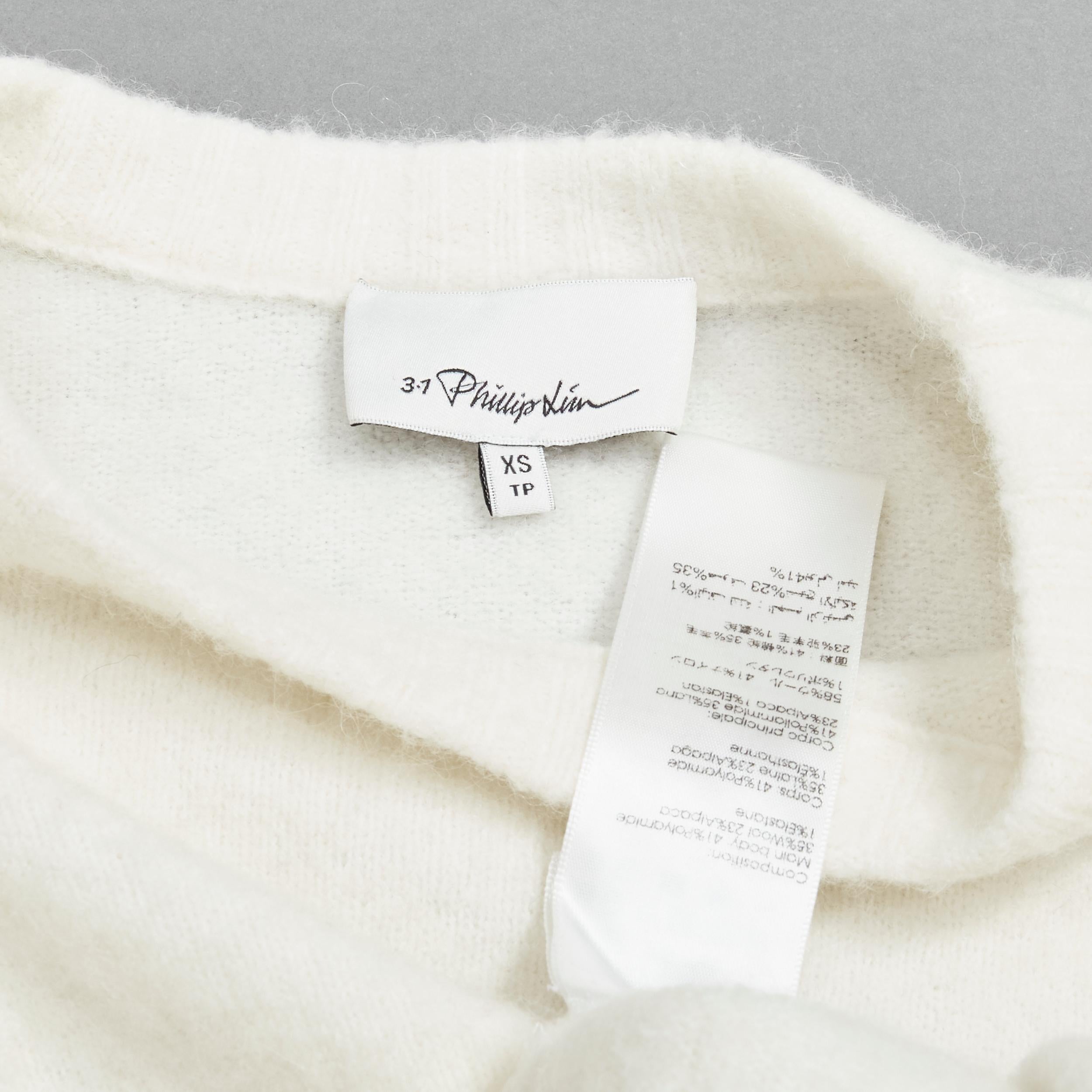 3.1 PHILLIP LIM cream soft alpaca wool blend fringe trim sweater XS 5