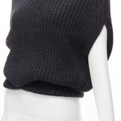 3.1 PHILLIP LIM dunkelgrauer Pullover aus Merinowollemischung mit Kokon-Tropfenärmeln US0 XS