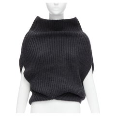 3.1 PHILLIP LIM dark grey merino wool blend cocoon drop sleeve sweater US0 XS