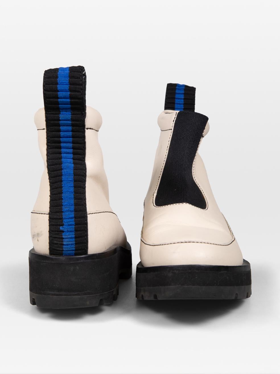 3.1 Phillip Lim Ecrufarbene Plateaustiefel aus Leder Größe IT 39 (Blau) im Angebot