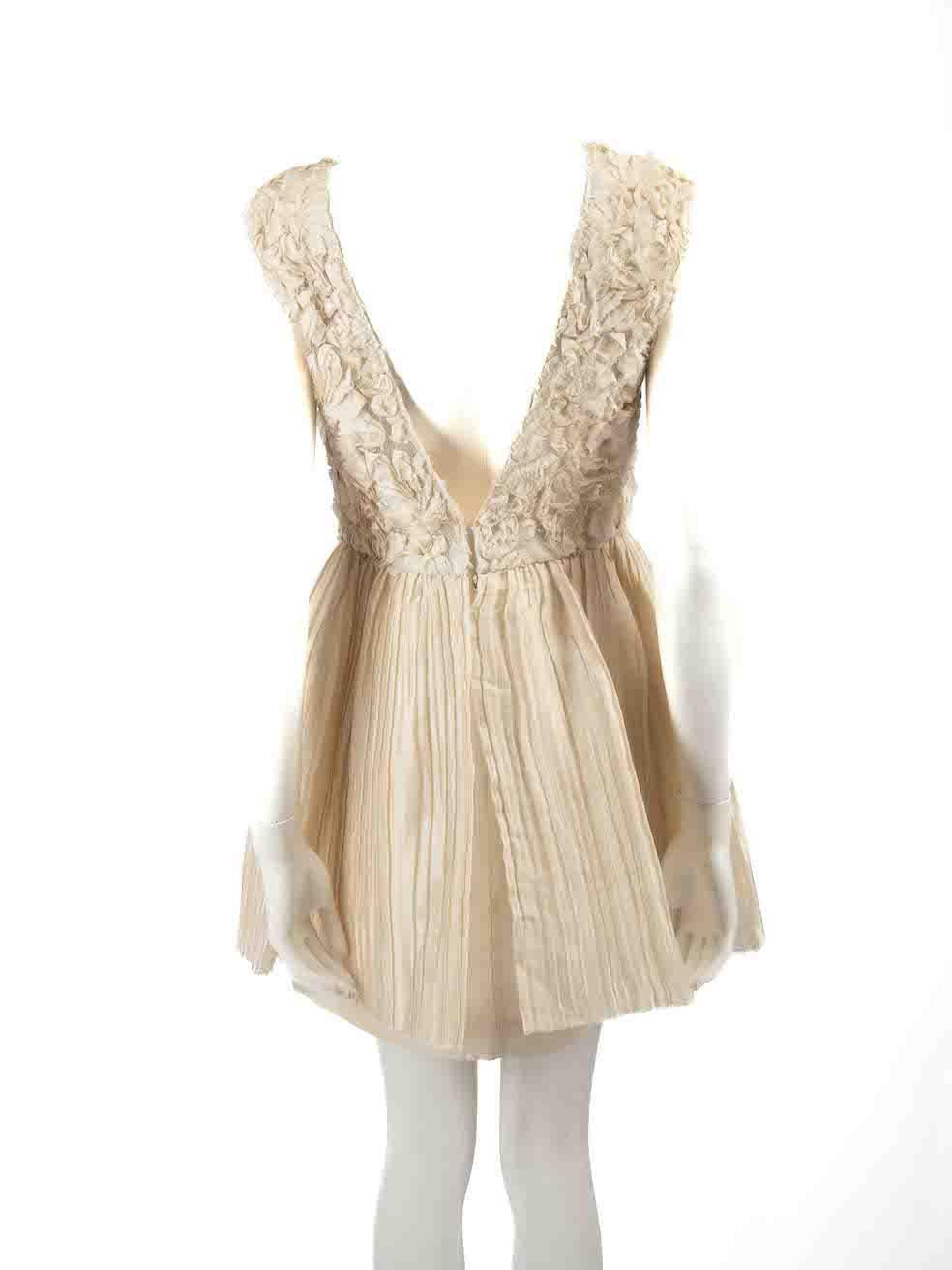 3.1 Phillip Lim Ecru Ruffled Pleated Mini Dress Size M In Good Condition For Sale In London, GB