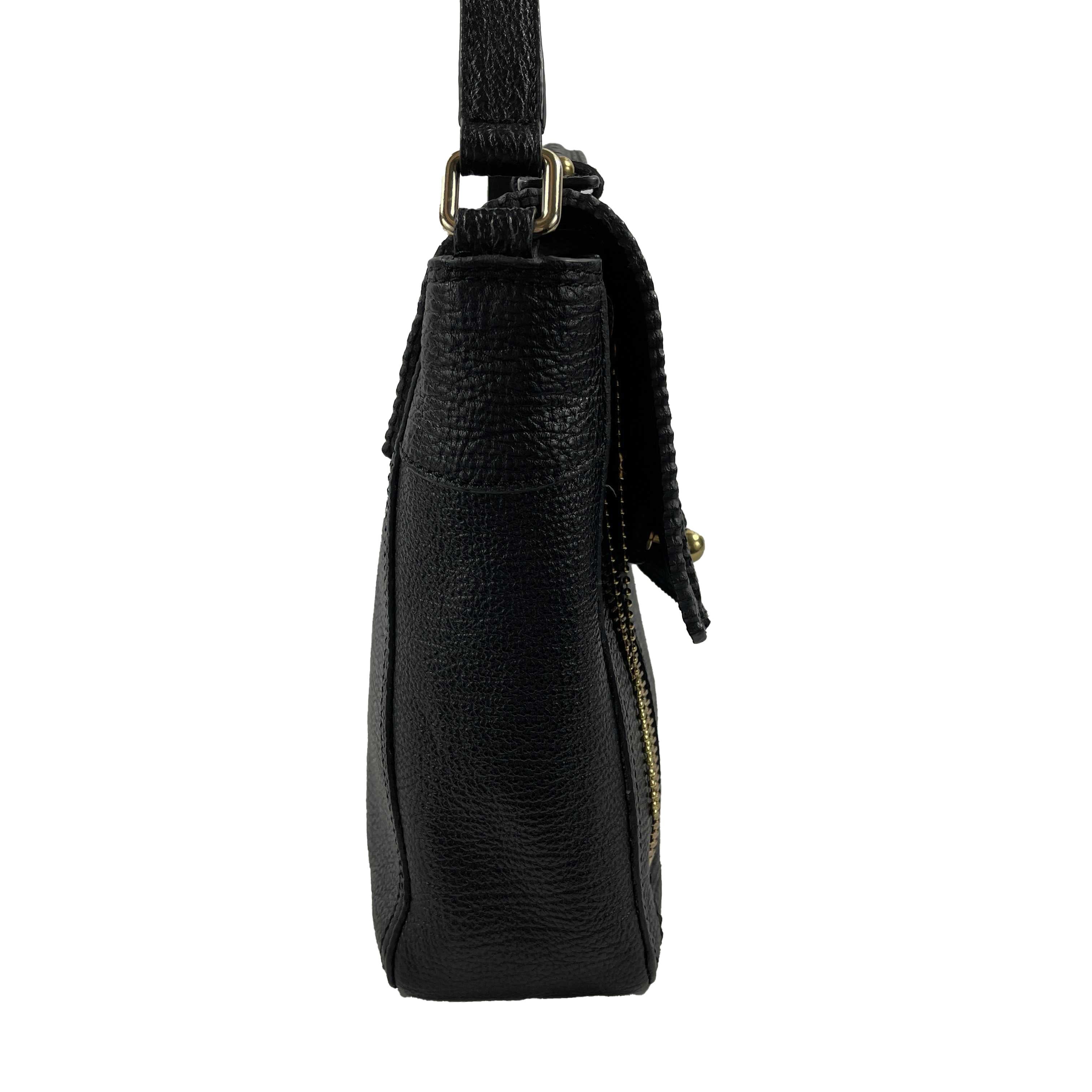 3.1 Phillip Lim Pashli Messenger Bag aus schwarz/goldenem genarbtem Leder im Angebot 4
