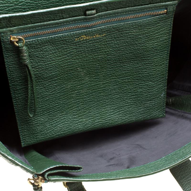 3.1 Phillip Lim Green Leather Large Pashli Top Handle Bag 2