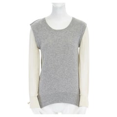 3.1 PHILLIP LIM grey cashmere blend silk tassel cuffed sleeves sweater top XS