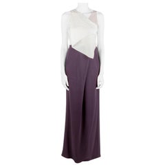 3.1 Phillip Lim Ivory and Indigo Draped Front Asymmetric Neck Evening Gown S