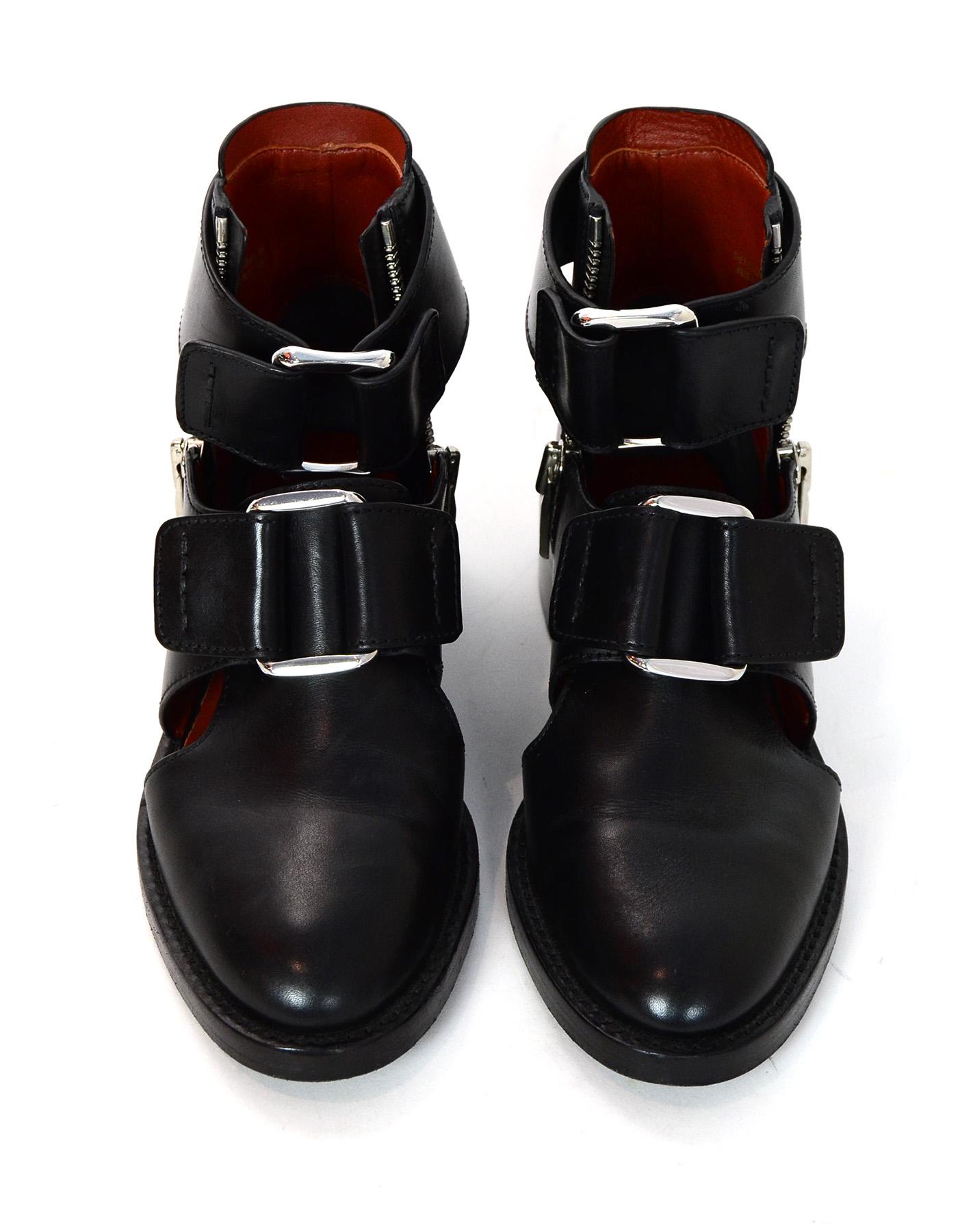 Black 3.1 Phillip Lim Leather Addis Cutout Booties W/ Strap Sz 36