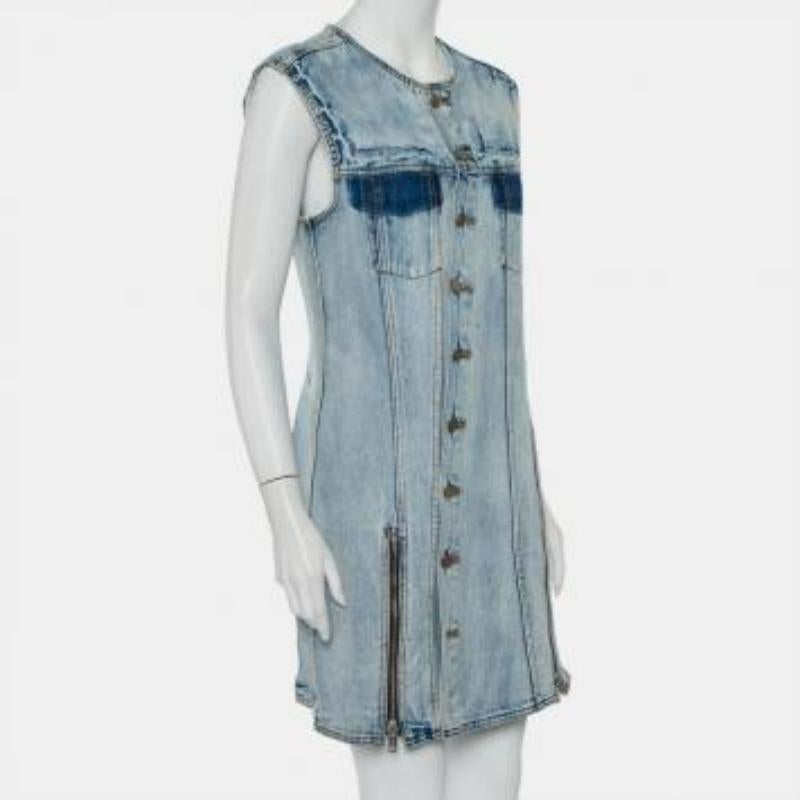 3.1 Phillip Lim Light Wash Denim Asymmetric Button Front Sleeveless Mini Dress M For Sale 3