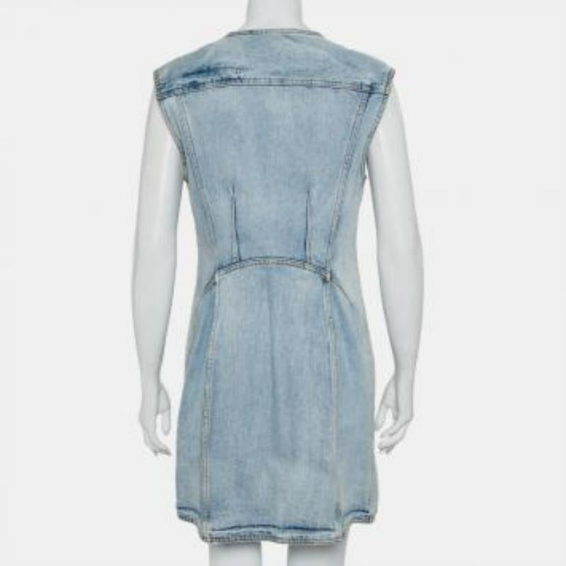 3.1 Phillip Lim Light Wash Denim Asymmetric Button Front Sleeveless Mini Dress M For Sale 4