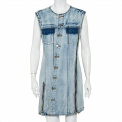 3.1 Phillip Lim Light Wash Denim Asymmetric Button Front Sleeveless Mini Dress M