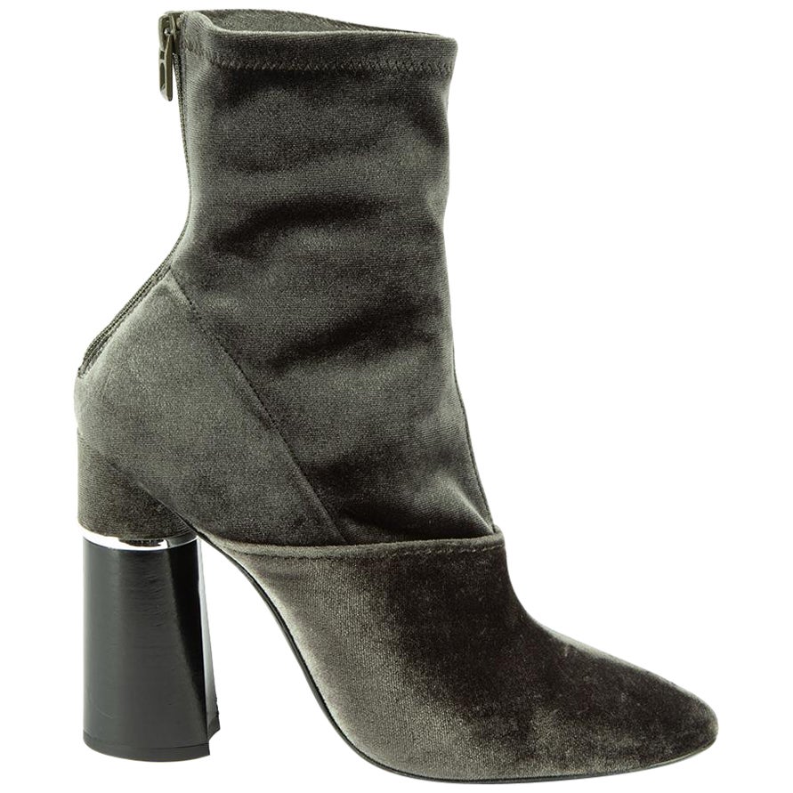 3.1 Phillip Lim Metallic Olive Velvet Ankle Boots Size IT 39.5