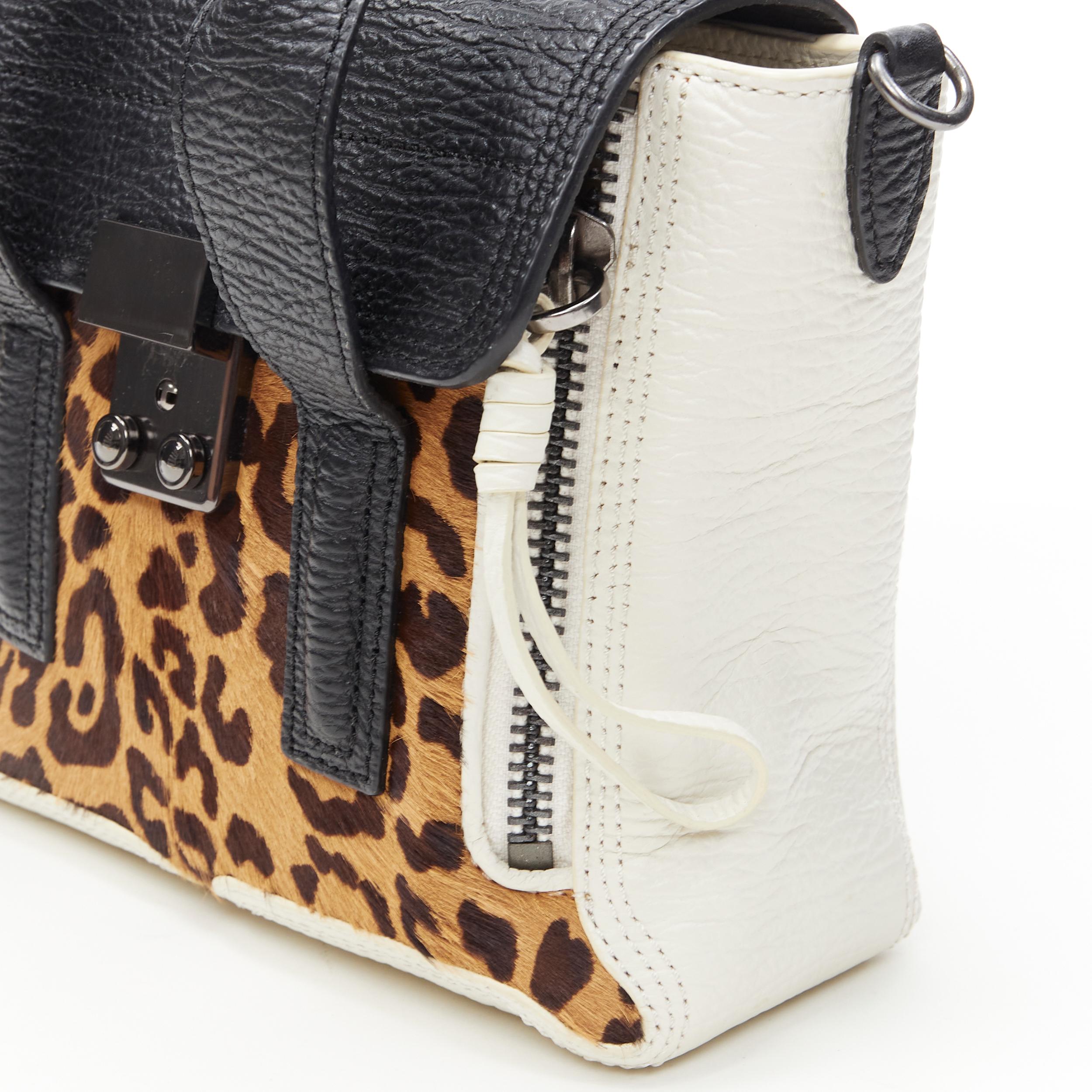 Women's 3.1 PHILLIP LIM Mini Pashli black white leopard leather crossbody satchel bag