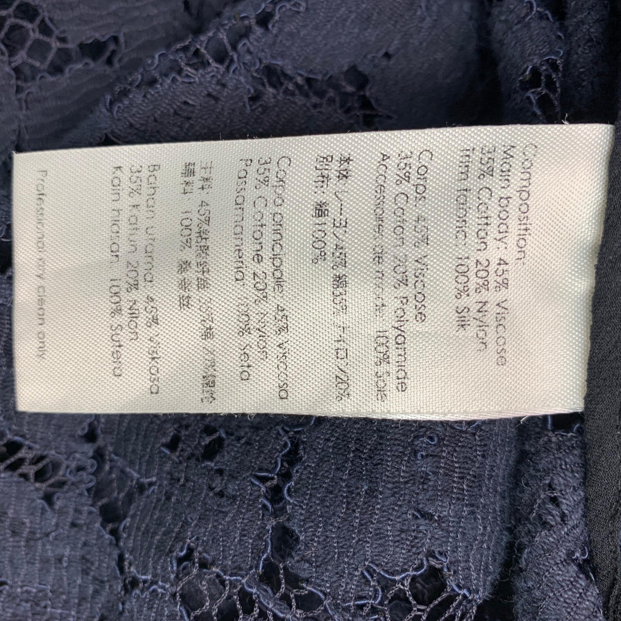 3.1 PHILLIP LIM Navy Lace Hidden Placket Size 4 Black Viscose Blend Shirt 1