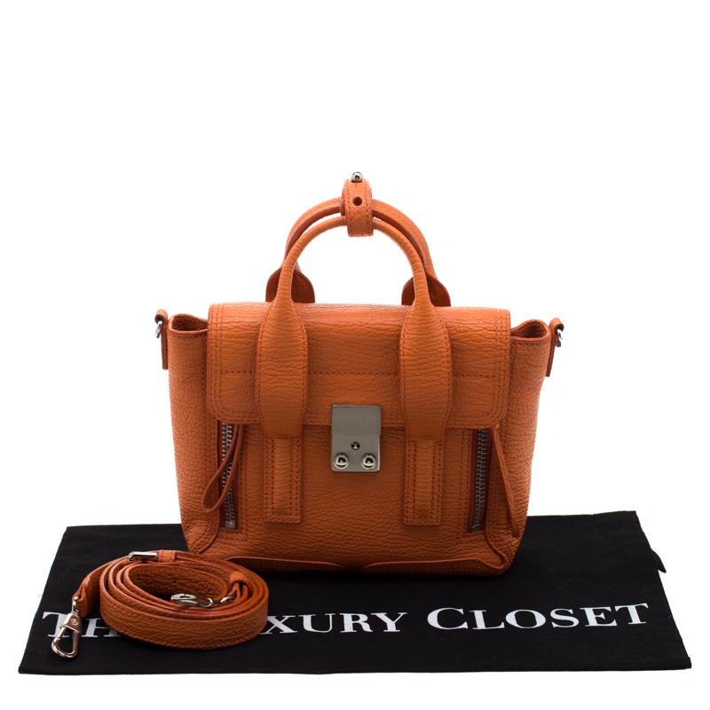 3.1 Phillip Lim Orange Leather Mini Pashli Top Handle Bag 5