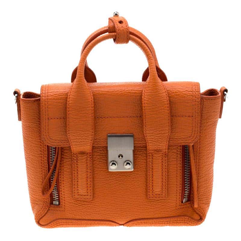 3.1 Phillip Lim Orange Leather Mini Pashli Top Handle Bag at 1stDibs