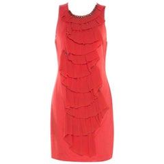 3.1 Phillip Lim - Vestito senza maniche con volant in maglia elastica arancione M