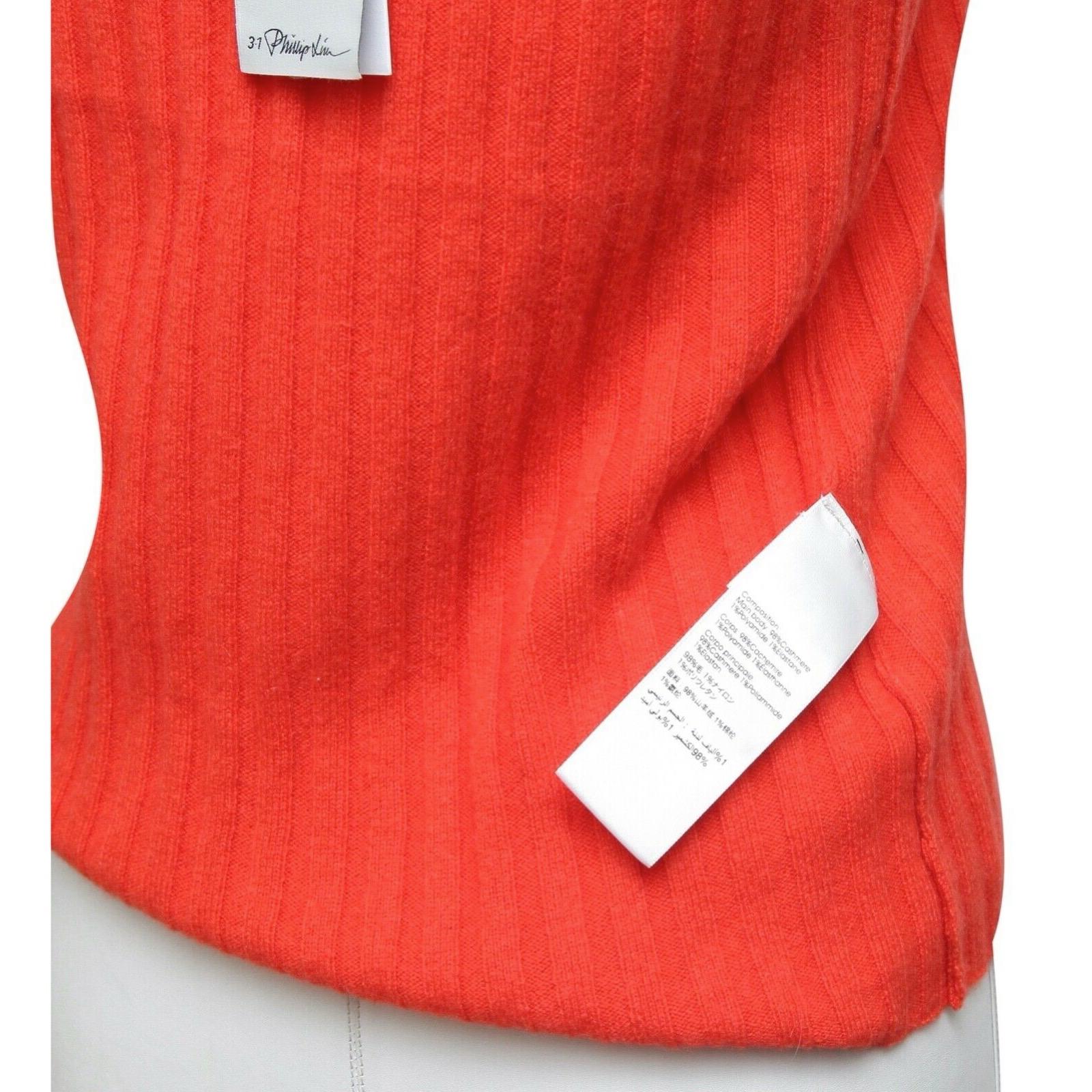 3.1 PHILLIP LIM Orange Sweater Knit Sleeveless Scoop Neck Ribbed Cashmere L NWT For Sale 5