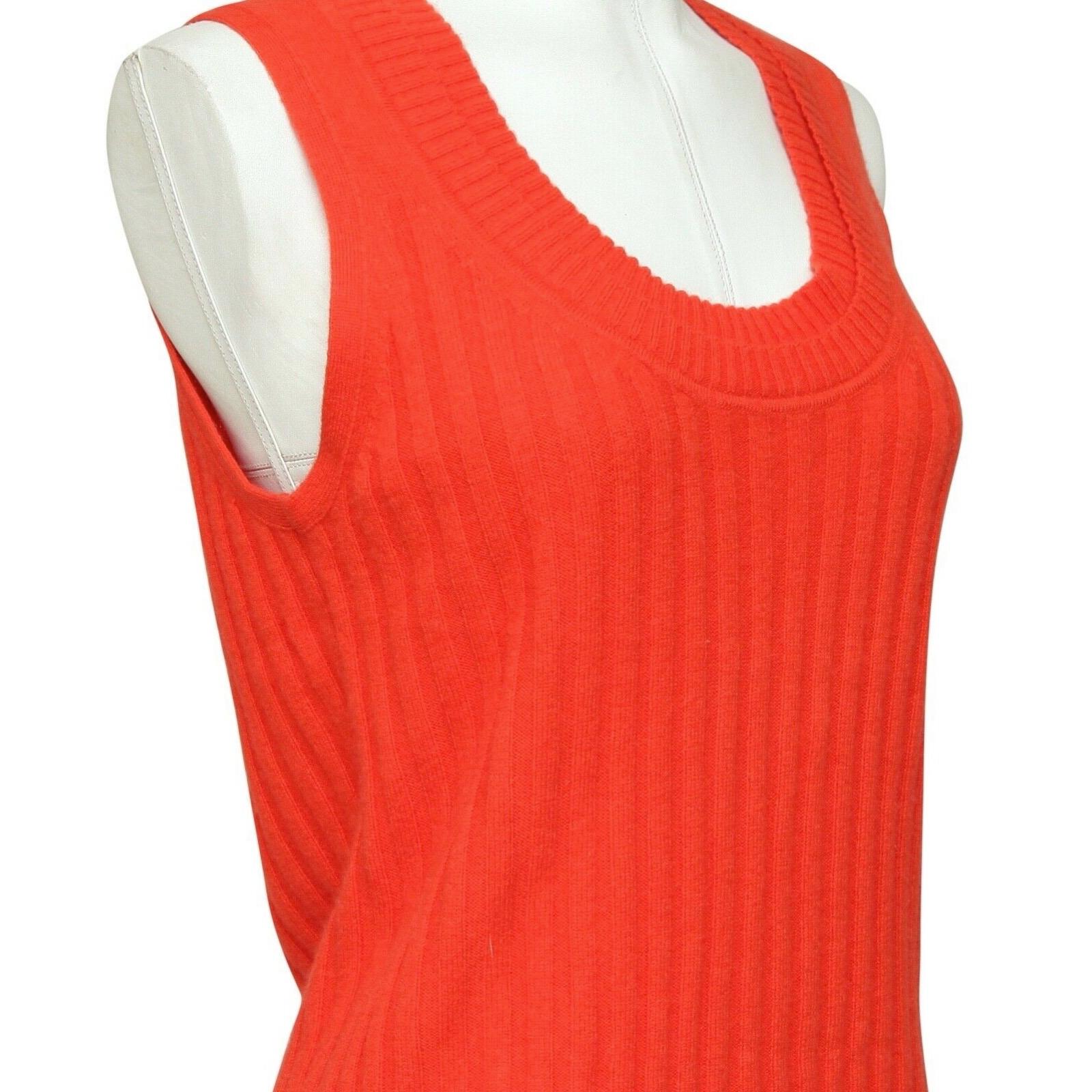 Women's 3.1 PHILLIP LIM Orange Sweater Knit Sleeveless Scoop Neck Ribbed Cashmere L NWT For Sale