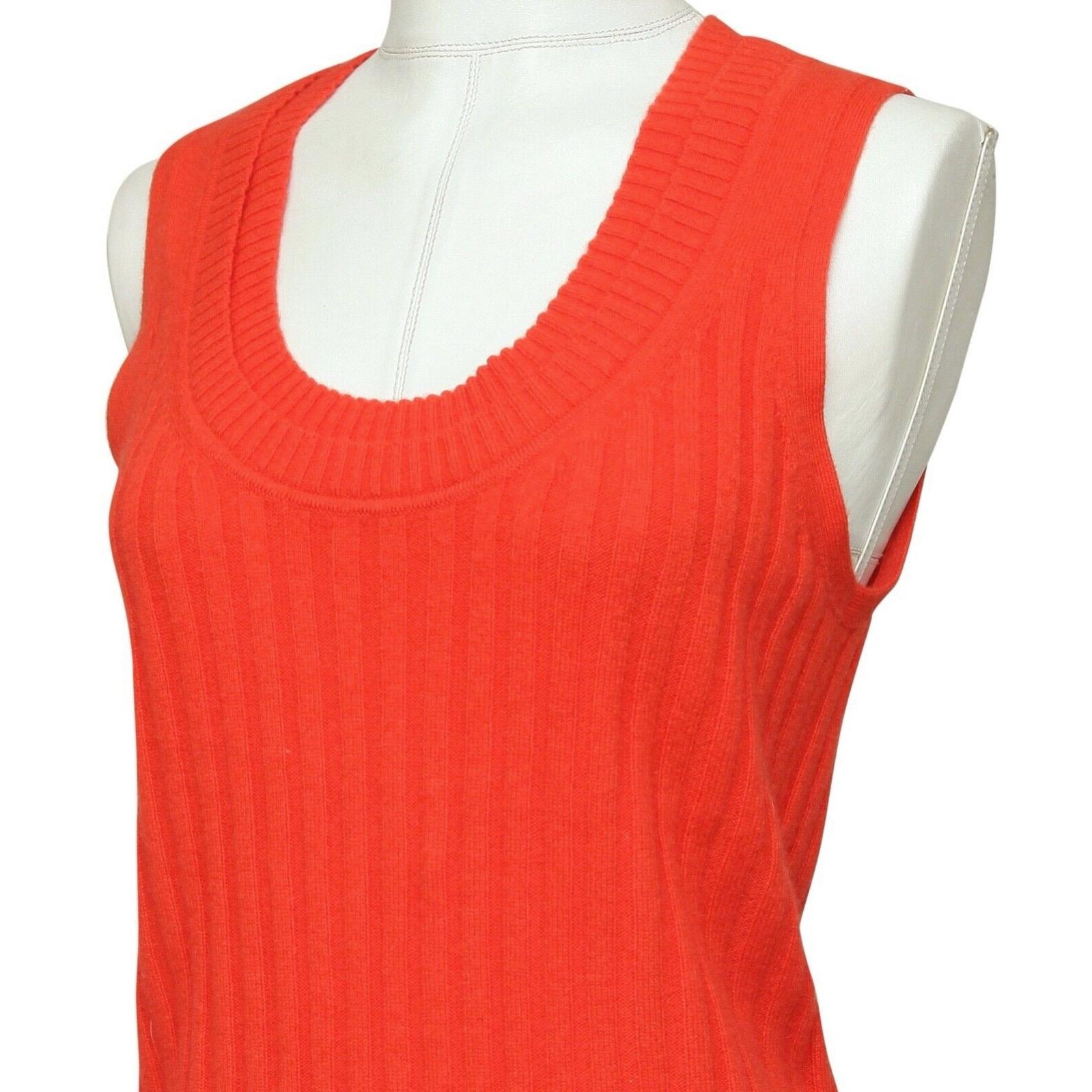 3.1 PHILLIP LIM Orange Sweater Knit Sleeveless Scoop Neck Ribbed Cashmere L NWT For Sale 2