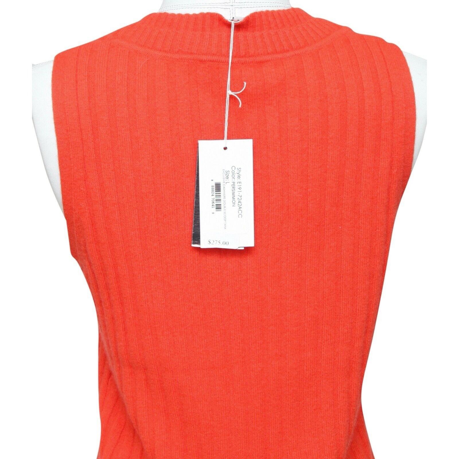 3.1 PHILLIP LIM Orange Sweater Knit Sleeveless Scoop Neck Ribbed Cashmere L NWT For Sale 4