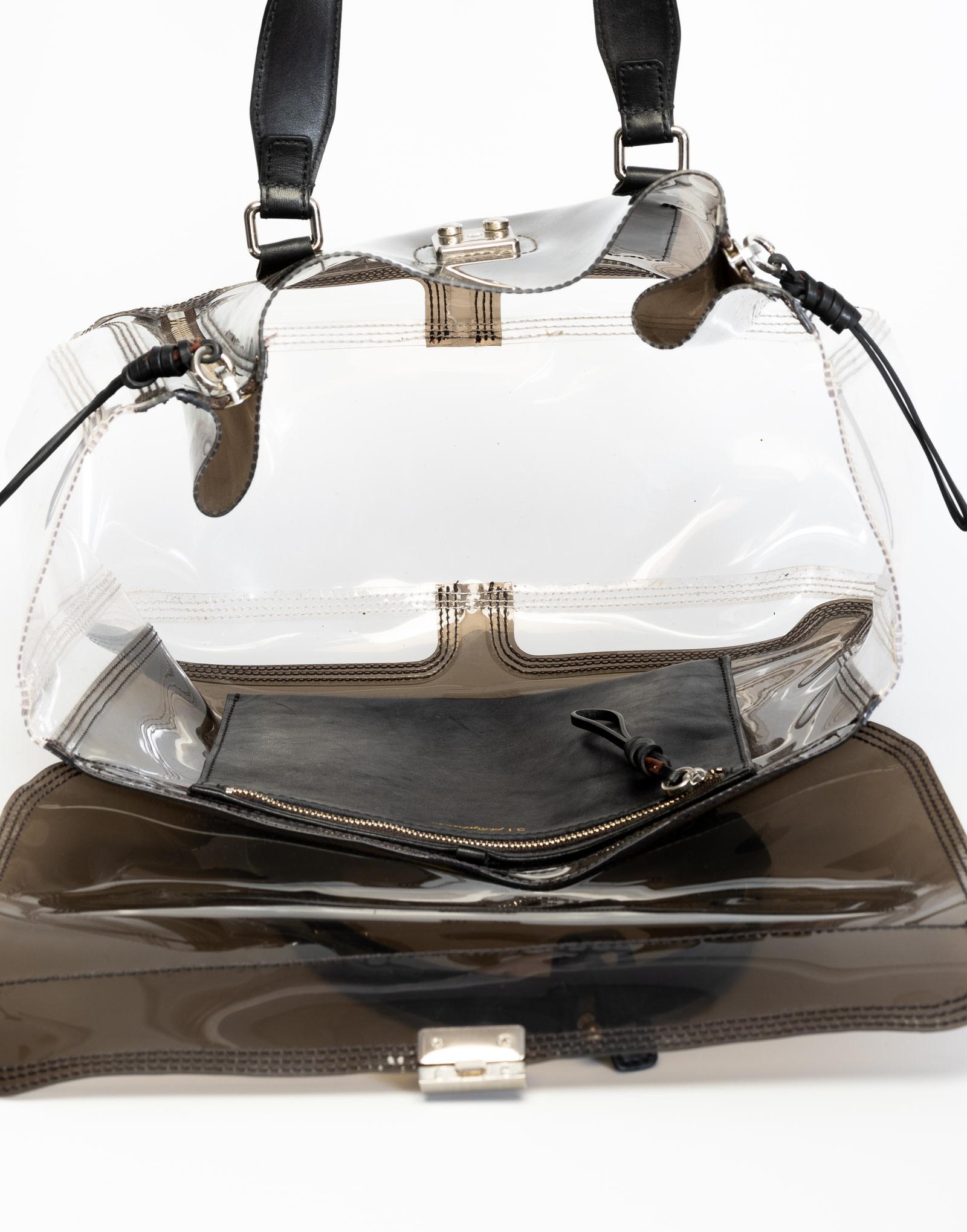 3.1 Phillip Lim Pashli Clear & Black Satchel Bag In Good Condition For Sale In Montreal, Quebec