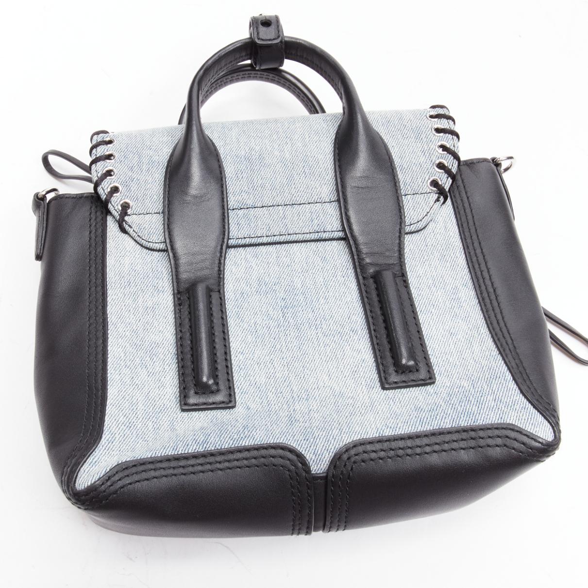 3.1 PHILLIP LIM Pashli washed  denim whipstitch  leather mini crossbody bag For Sale 4