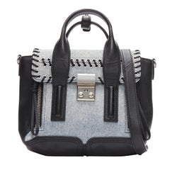 3.1 PHILLIP LIM Pashli washed  denim whipstitch  leather mini crossbody bag