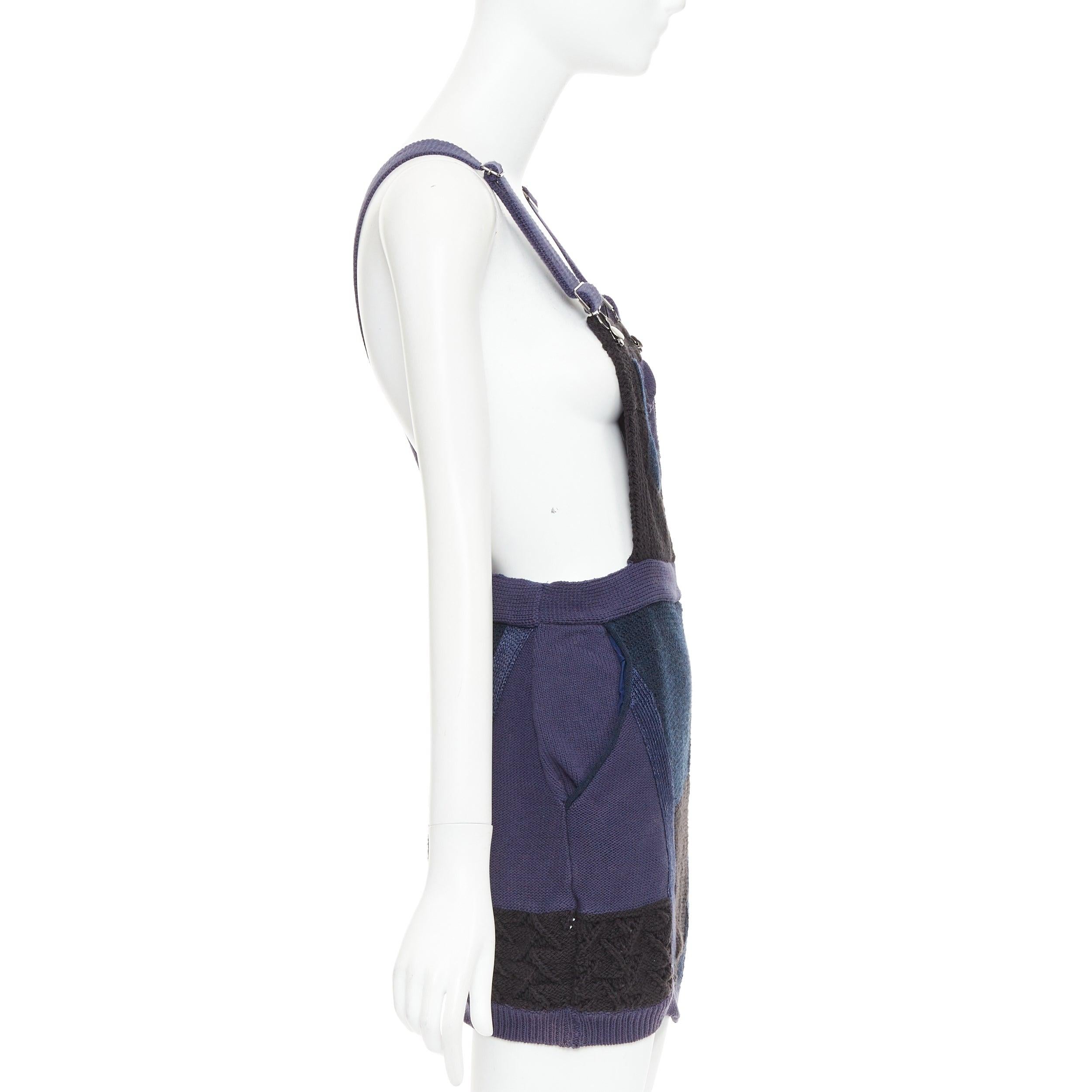 3.1 PHILLIP LIM Patchwork-Pulloverkleid blau gestrickt Baumwolle Wolle Leinen Mini XS im Zustand „Neu“ im Angebot in Hong Kong, NT