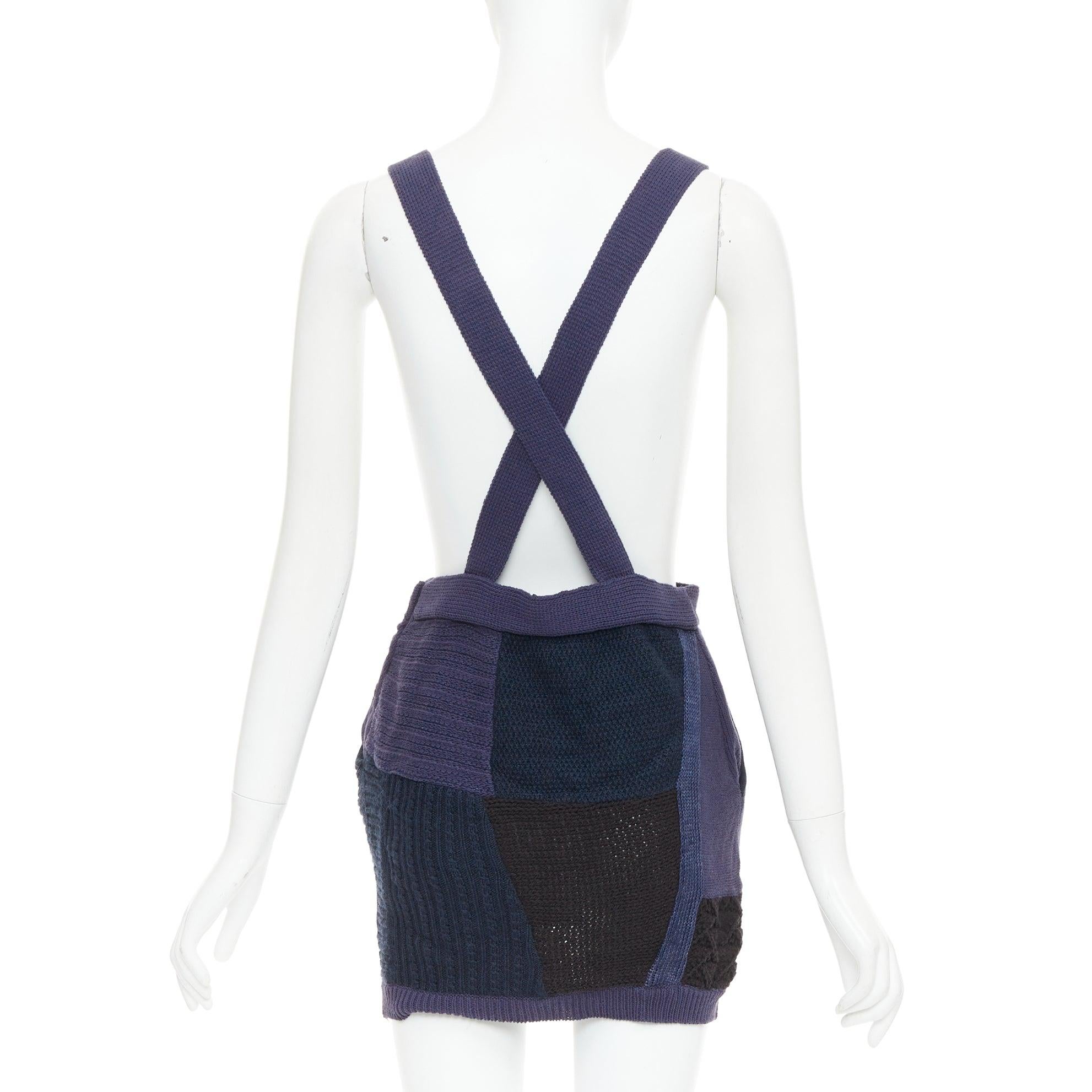 3.1 PHILLIP LIM Patchwork-Pulloverkleid blau gestrickt Baumwolle Wolle Leinen Mini XS Damen im Angebot
