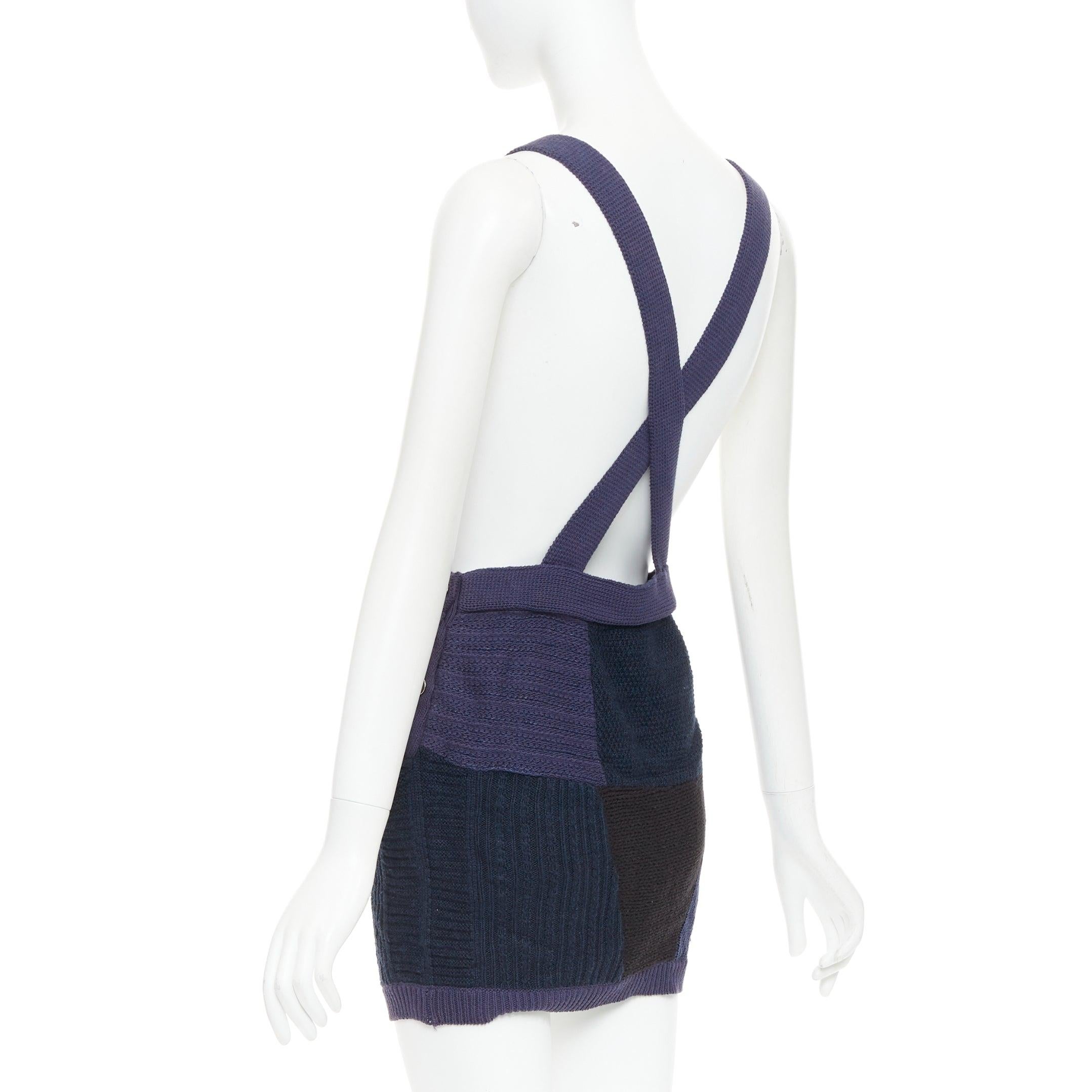 3.1 PHILLIP LIM Patchwork-Pulloverkleid blau gestrickt Baumwolle Wolle Leinen Mini XS im Angebot 1