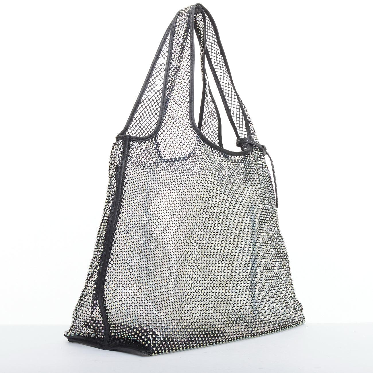 Grigio 3.1 PHILLIP LIM psychedelic fine crystal mesh PVC lined market tote bag in vendita