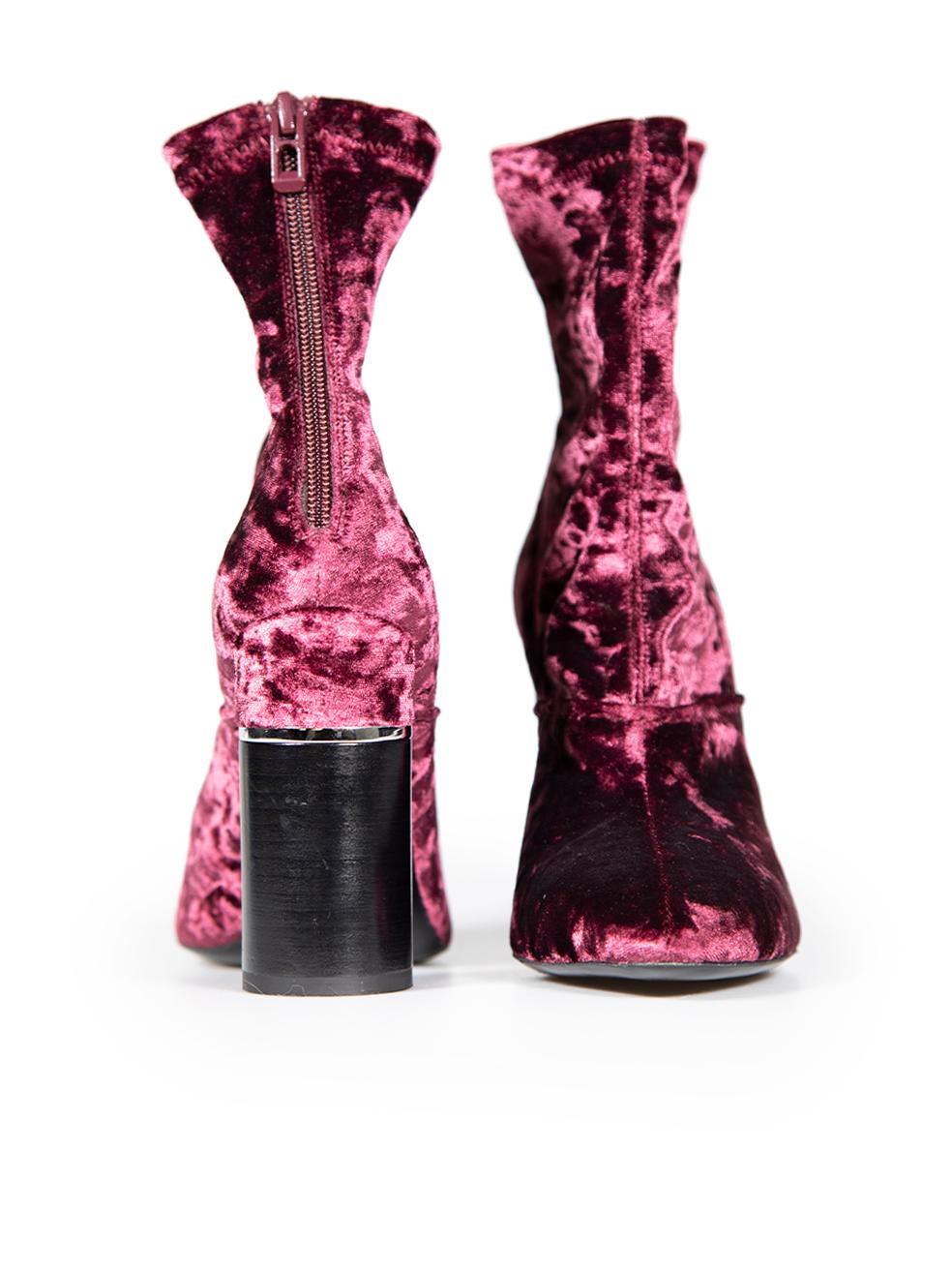 3.1 Phillip Lim Purple Crushed Velvet Ankle Boots Size IT 36 In Good Condition For Sale In London, GB