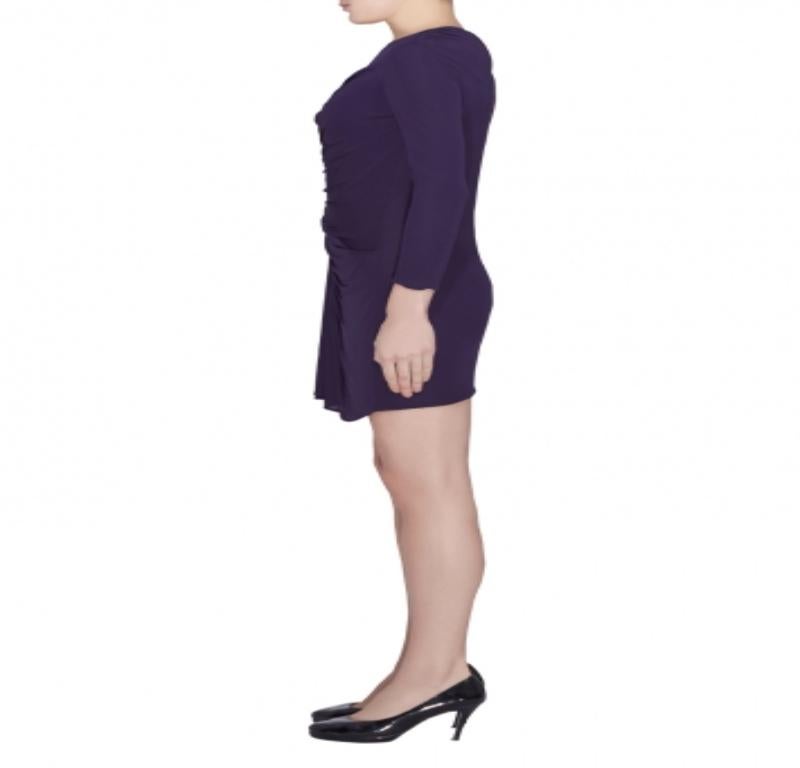Black 3.1 Phillip Lim Purple Jersey Ruched Front Draped Long Sleeve Dress XS