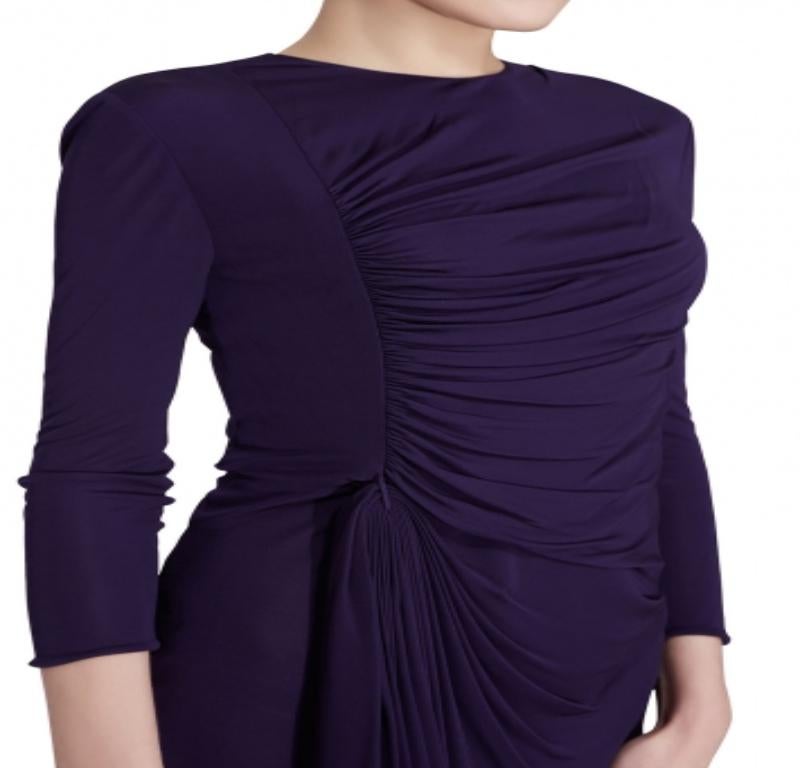 3.1 Phillip Lim Purple Jersey Ruched Front Draped Long Sleeve Dress XS 1