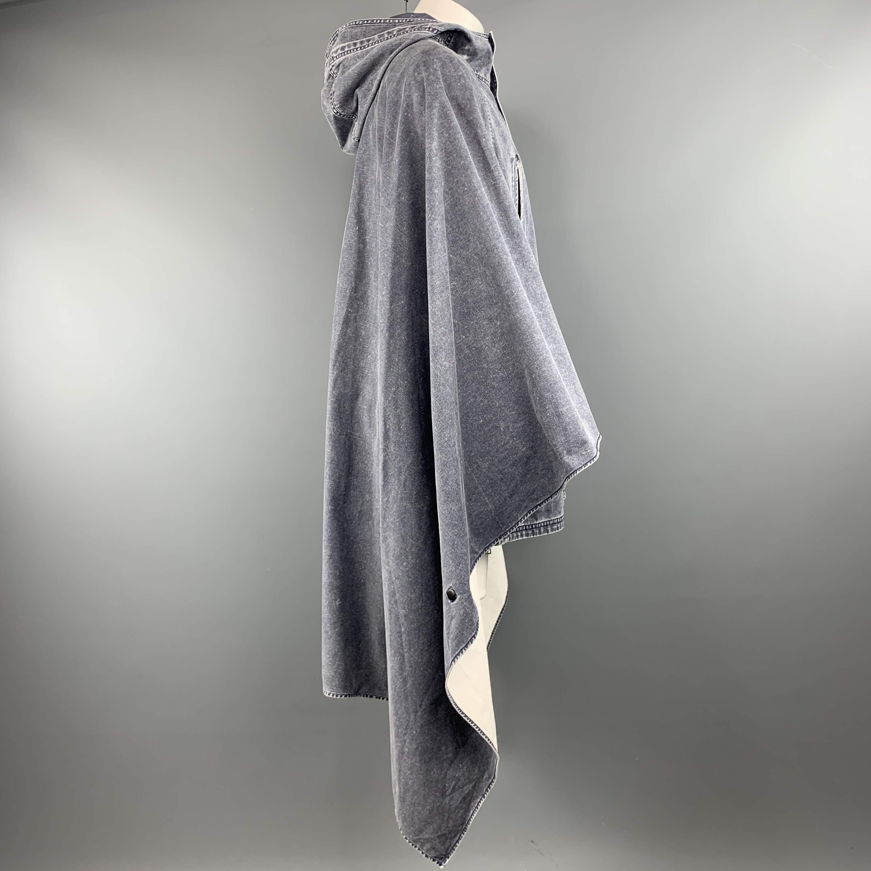 3.1 PHILLIP LIM S Washed Denim Look Cotton Hooded Cape Parka 1