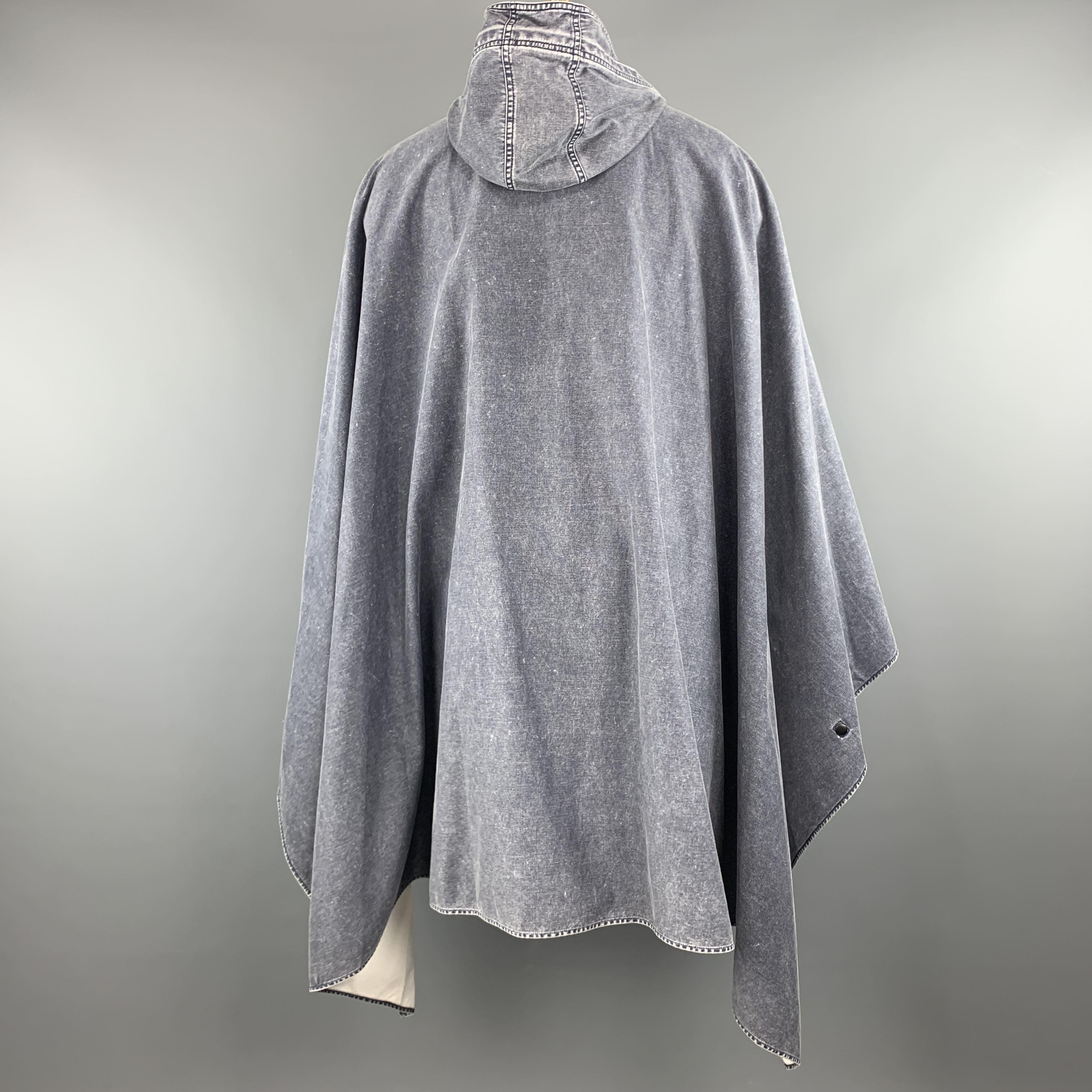 3.1 PHILLIP LIM S Washed Denim Look Cotton Hooded Cape Parka 2