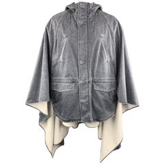 3.1 PHILLIP LIM S Washed Denim Look Cotton Hooded Cape Parka